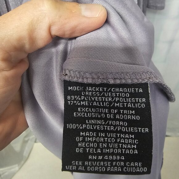 R&M Richards Gray Silver Metallic Layered Dress Formal Wedding Minimalist 24W - Picture 7 of 9